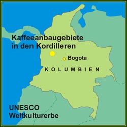 Das UNESCO Weltkulturerbe: Die Kaffeeanbaugebiete in den westlichen und zentralen Kordilleren Kaffeeanbaugebiete in den Kordilleren. UNESCO Weltkulturerbe