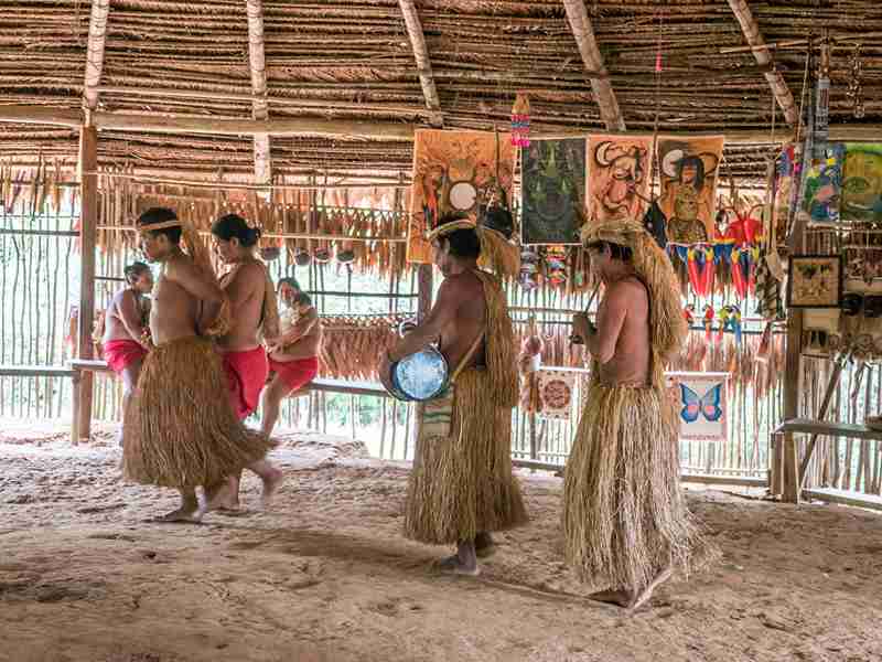   Yagua tribe members in traditional attire